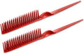 SIMPOR 3 Row Hair Comb for Natural Detangling, Hair Styling Brush, Nylon Bristle Unbraider Teasing Rat Tail Comb for Women Men Red by SIMPOR