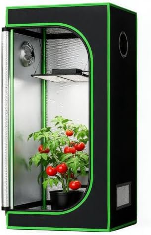 Small Grow Tent for Aerogarden，18”x18”x48” ，Hydroponics Growing System ，Highly Reflective 600D Diamond Mylar Canvas with Ventilation window and Floor Tray for Hydroponic Indoor Plant Growing by MELONFARM