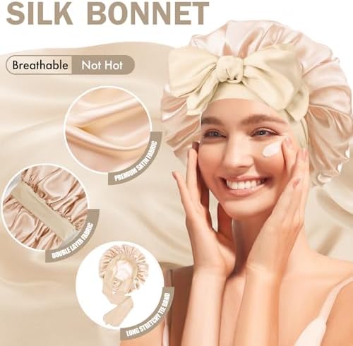 Silk Bonnet for Women,Adjustable Double Layer Sleep Cap - Image 4