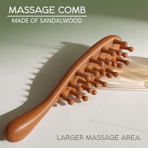 Wooden Scalp Massage Comb - Sandalwood Head Massager Tool, Gua Sha Brush for Women Men Hair Growth - Image 4