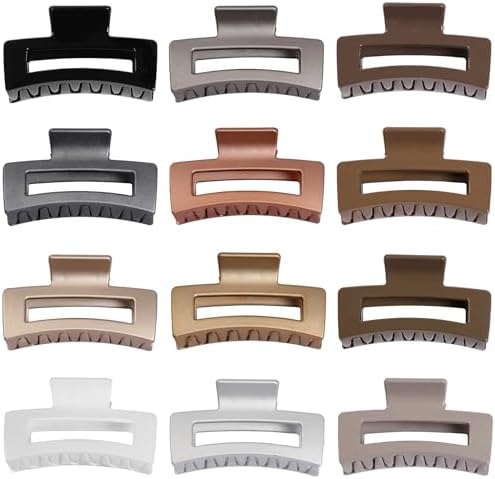 Sisiaipu 3.5 Inch Medium Hair Claw Clips 12 Pcs Square Claw for Thick and Thin Hair Rectangular Rectangle Hair Clips Jaw Clips Bulk Hair Accessories for women and Girls (Gold) - Image 6