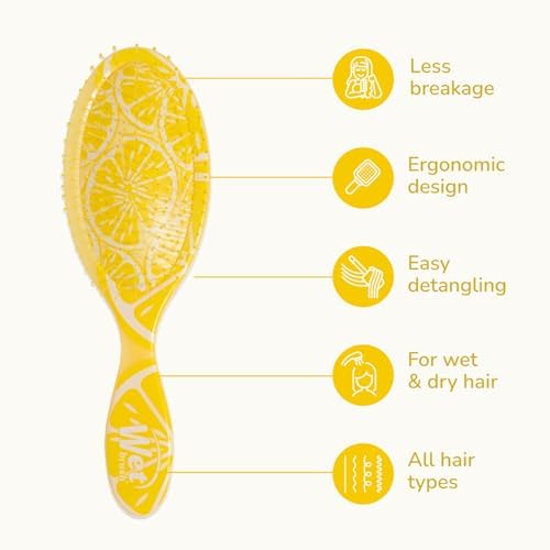 Wet Brush Original Detangler, Lemon (Tutti Fruitti), Ultra-Soft IntelliFlex Bristles Glide Through Tangles, Detangling Hair Brush, All Hair Types (Wet & Dry), Women & Men, Limited Edition - Image 5
