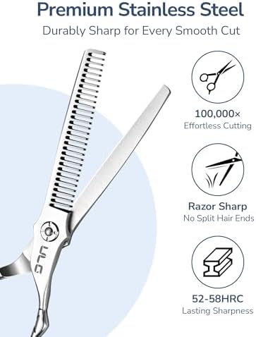 ULG Professional Hair Thinning Scissors 6.5" Japanese Stainless Steel Hand-Honed Salon Barber Scissors for Stylist & Home Use, Texturizing Shears, Ergonomic Design with Patterned Handles - Image 2
