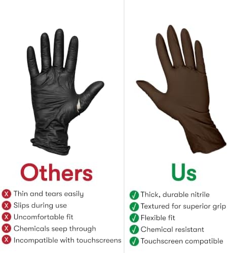 FRAMAR Brown Nitrile Gloves Small, Latex Free Disposable Gloves Small 100 - Image 4