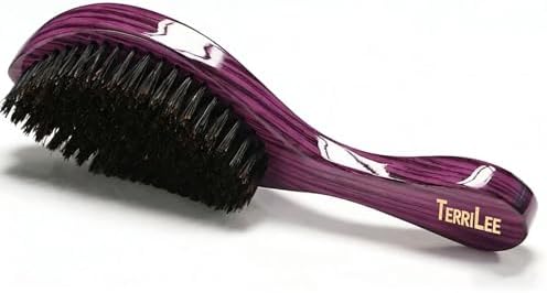 Terrilee Premium Handle 360 Wave Brush for Men - Medium Soft Curved 360 Wave Hair Brushs - Made with Nature Beech & 100% Boar Bristle Soft Men's Hair Brush For Black Men 360 (Purple Wood) - Image 4