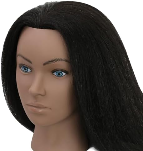 18" Mannequin Head Human Hair 100% Real Human Hair Mannequin Head Cosmetology Makeup Doll Training Head With Table Clamp Stand for Curling, Cutting Dyeing & Hairdresser School Training - Image 2