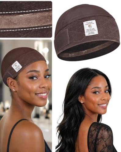 Wig Grip Cap with Silicone Non Slip Strips, 2-in-1 Wide Velvet Wig Band for Glueless Lace Front Wigs, Coffee, 1 Piece by Yuest