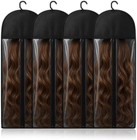 4 Pcs Wig Storage Bags, Hair Extension Holder with Hanger for Multiple Wig by Unknown