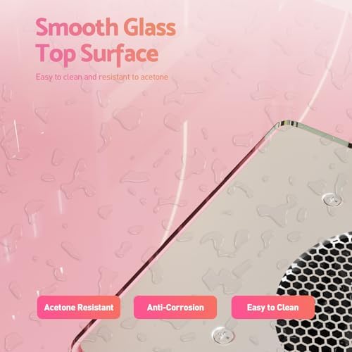 Kikihouse Nail Desk Manicure Table with Dust Collector & Glass Top (Pink) - Image 6