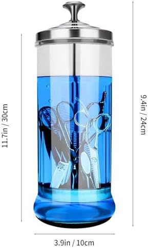 Disinfectant Sterilizer Glass Jar - Capacity 37 Oz Glass with Removable Strainer Tray for Cleaning, Storage & Organization of Manicure Nail Tools & Barber Salon Supplies - Image 2