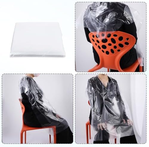 100 Pcs Disposable Capes for Hair Stylist 51 x 36 Inch Disposable Capes Hair Salon Haircutting Cape Plastic Barber Cape Waterproof Shampoo Apron for Barbers,Beauty Salon,Hairs Dye,Perming - Image 4