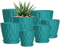 4/4.5/5/5.5/6/6.5/7 Inch Plant Pots,7 Pack Flower Pots with Drainage Holes and Trays,Plastic Planters for Indoor Outdoor Plants Growth,Green by SQKH