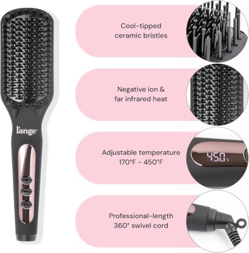 L'ANGE HAIR Le Vite Straightening Brush | Heated Hair Tool for Smoother, Frizz-Controlled Look | Dual-Voltage Hot Brush Straightener for Effortless Styling & Shine | Ceramic Standard Size (Black) - Image 2