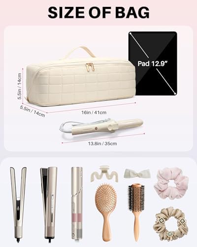 Hair Tools Travel Bag with Heat Resistant Mat, Beige - Image 3