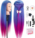 Mannequin Head with Hair, TopDirect 29" 100% Synthetic Fiber Training Head Manikin Cosmetology Hair Doll Head Styling Hairdressing Training Braiding Practice Heads with Clamp Holder and Tools by TopDirect