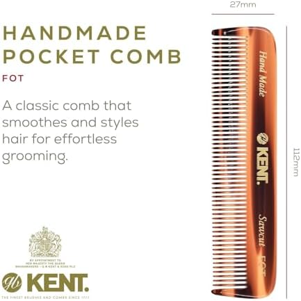 Kent Mens Beard Kit, 81T Extra Small Beard Mustache Comb, Fot All Fine Tooth Pocket Comb and PF22 Oval Palm Hair Brush. Beard and Mustache Grooming Kit for Travel and Home Beard Care. Made in England - Image 3