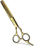 Hair Thinning Scissors Cutting Teeth Shears Professional Barber ULG Hairdressing Texturizing Salon Razor Edge Scissor Japanese Stainless Steel with Detachable Finger Ring 6.5 inch, Gold by ULG