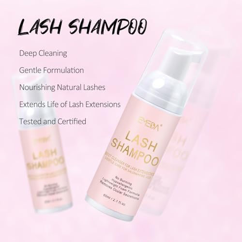 EMEDA Lash Shampoo Kit 2.02 Fl.oz Lash Cleaning Kit with Fan (White) - Image 3