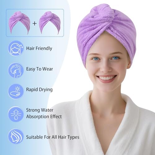 Microfiber Hair Drying Towel Wrap,Hair Turbans Towel for Wet Hair - Image 2