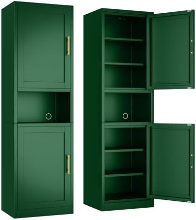 Ckzbx Tall Narrow Storage Cabinet 66.93" H Tall Bathroom Cabinet Metal Pantry Cabinets, 4 Adjustable Shelves for Kitchen, Home Office, Living Room, Dinning Room (20 inches Wide Green) by Ckzbx
