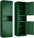 Ckzbx Tall Narrow Storage Cabinet 66.93" H Tall Bathroom Cabinet Metal Pantry Cabinets, 4 Adjustable Shelves for Kitchen, Home Office, Living Room, Dinning Room (20 inches Wide Green) by Ckzbx