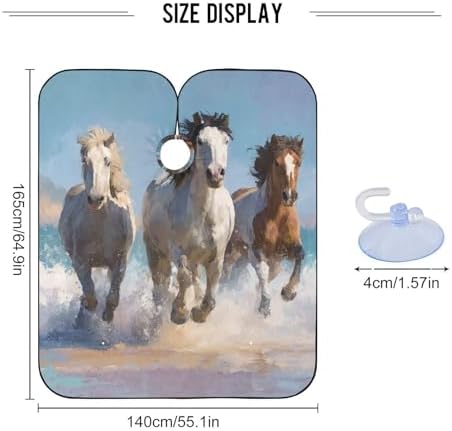 ALAZA Running Horse on Beach Barber Cape for Men Women, Waterproof Haircut Apron Beard Shaving Bib Hair Cutting Cloth 55 x 65 Inch - Image 3