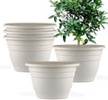 RooTrimmer 5 Pack 10 Inch Plant Pots for Indoor Outdoor,Plastic Floor Planters with Drainage Holes,Lightweight Flower Pots for Home,Patio & Garden(White) by RooTrimmer