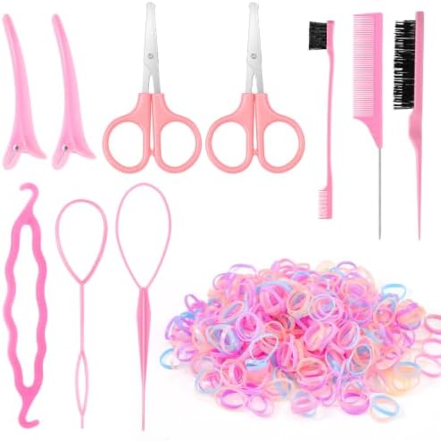 1500 Mini Hair Elastics with 10 Tools, Macaron Colors by BESARME