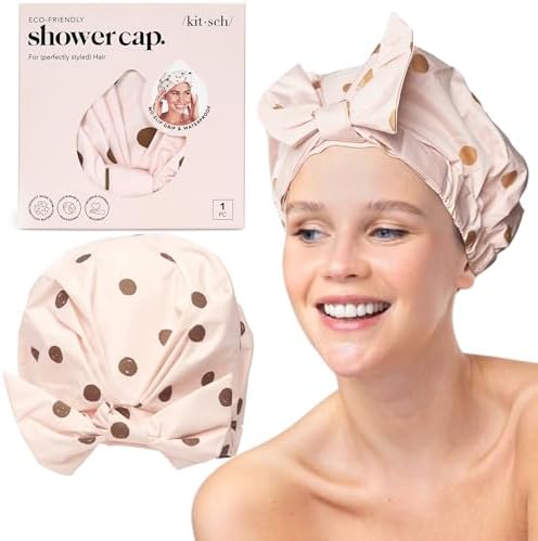 Kitsch Luxury Large Shower Cap for Women - Blush Dot by Kitsch