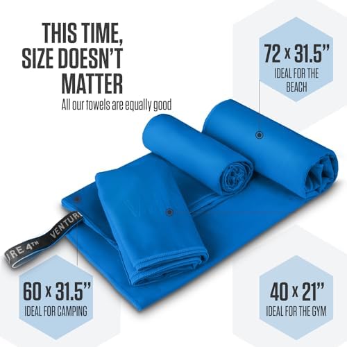 VENTURE 4TH Quick Dry Microfiber Towel for Camping & Gym - Blue Extra Large - Image 3