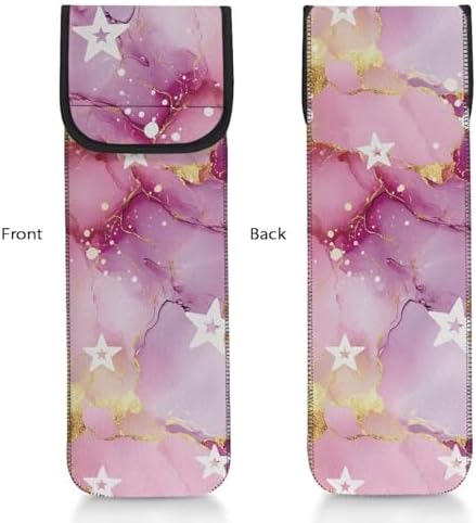 Heat-Resistant Travel Neoprene Storage Pouch Case Bag with Two Pocket for Flat Iron, Straightener, Curling Wand/Curling Iron Marble Star - Image 2