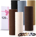 LuSeren 120 Pcs No Damage Hair Ties for Thick Hair, Large Soft Seamless Nylon Hair Elastics for Women, Ponytail Holders, Hair Accessories – Neutral Colors by LuSeren