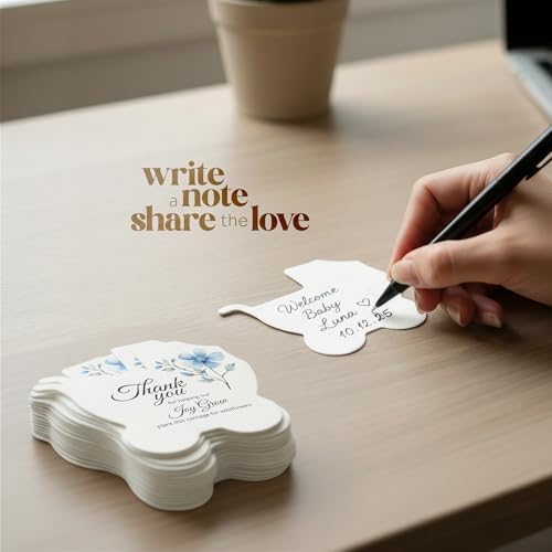 24 Blue Carriage-Shaped Gift Wrap Tags with Wildflower Seeds - Image 4