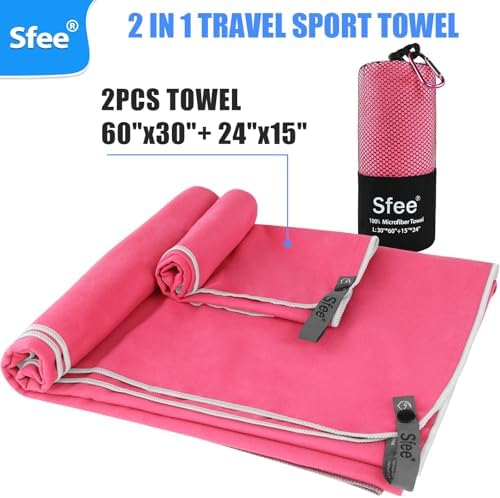 Sfee 2 Pack Microfiber Travel Towel, Quick Dry Towel Camping Towel Large Beach Towel Super Absorbent Compact Lightweight Sports Gym Towels for Gym, Hiking, Pool, Backpacking, Bath, Yoga - Image 3