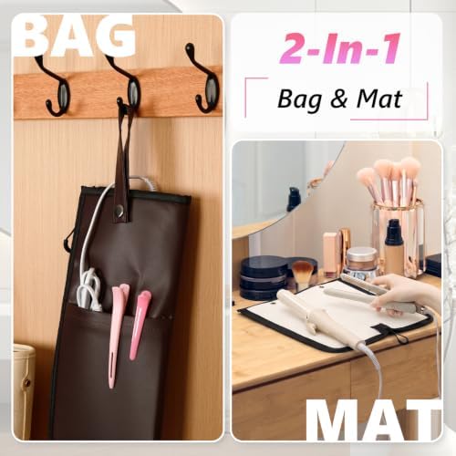 2-in-1 Heat Resistant Mat & Storage Bag with Pocket for Hair Tools - Image 5