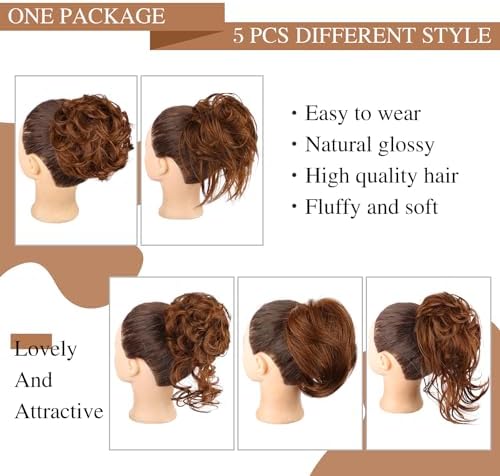 HMD 5 Pieces Messy Hair Bun Hairpiece Tousled Updo for Women - Image 2