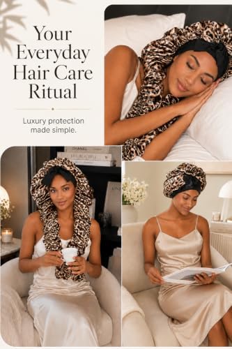 Double Layer Slik Like Satin Bonnet, 33-43" XXL Bonnet for Braids Long Hair - Image 5