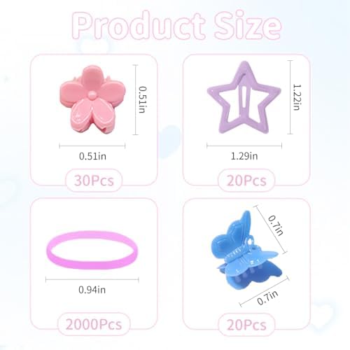 2076 pcs Hair Accessories for Girls Ponytail Holders Toddler Hair Ties with Mini Clip Hair Clips for Girls Rubber Bands Set - Image 2
