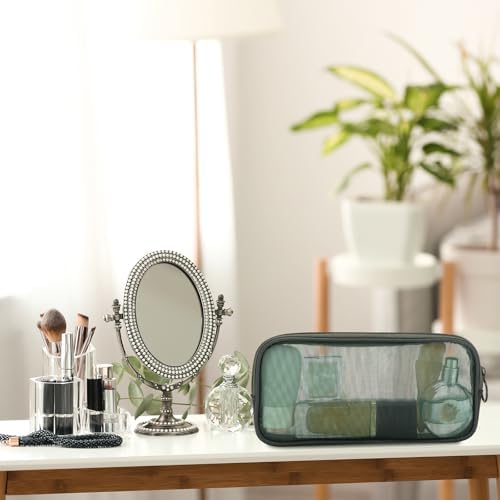 Weewooday 4Pcs Mesh Makeup Bag, Olive Green, Medium, Classic - Image 5