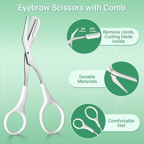 TsMADDTs Eyebrow Trimmer Kit, 8 in 1 Tweezers Set for Women with Eyebrow Trimmer Scissors, Tweezers, Razor, Brush with Travel Bag - Image 4