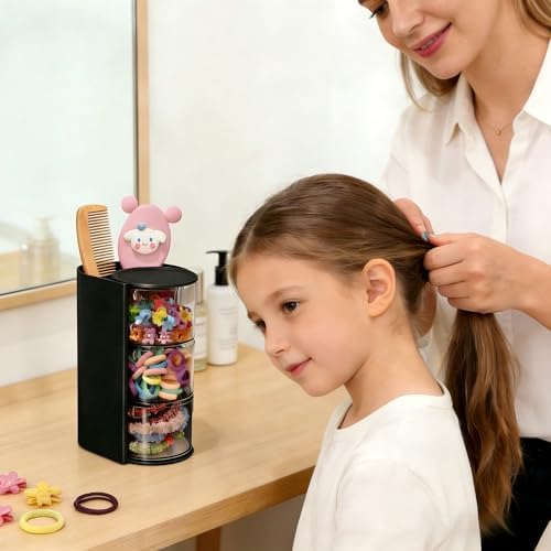 Azurphoric Hair Accessories Organizer with Hair Brush Holder(Black,3-Layer) - Image 3