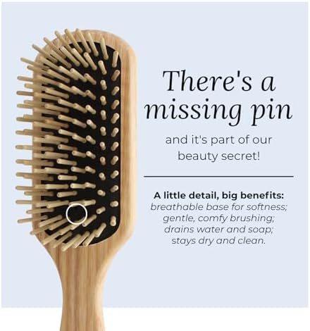 TEK | Rectangular Wooden Hair Brush Medium with Short Rounded Teeth in Natural Ash Wood, Ideal for Detangling, Styling and Daily Care of Short and Medium-Lenght Hair | 22x5.5cm | Handmade in Italy - Image 5