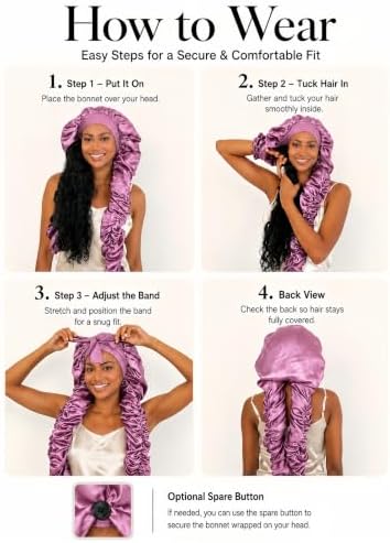 Double Layer Slik Like Satin Bonnet, 33-43" XXL Bonnet for Braids Long Hair - Image 6