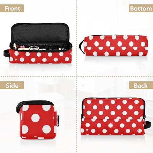 Polka Dot Red Hair Tools Travel Bag Travel Organizer Pouch Portable Carrying Case with Heat Resistant Mat for Flat Irons Curling Iron Hair Dryer - Image 5