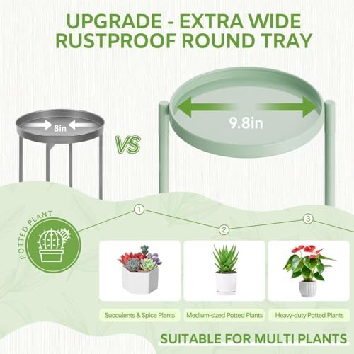7 Tier Large Plant Stand Indoor Outdoor, 10 In Wide Tray, Green - Image 3
