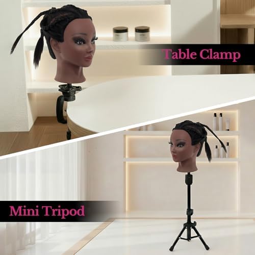 18" 100% Real Hair Mannequin Head with Stand for Makeup Practice - Image 6