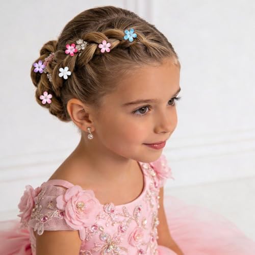YISSION 20Pcs Mini Gradient Flower Rhinestone Hair Clips Women Girls - Image 5