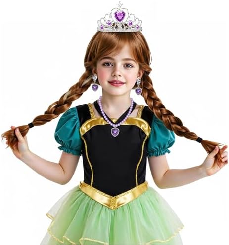 Brown Braided Wig for Girls Princess Cosplay Wigs Set Halloween Cosplay Hair Wigs (Brown/Braided) by HORTYZON