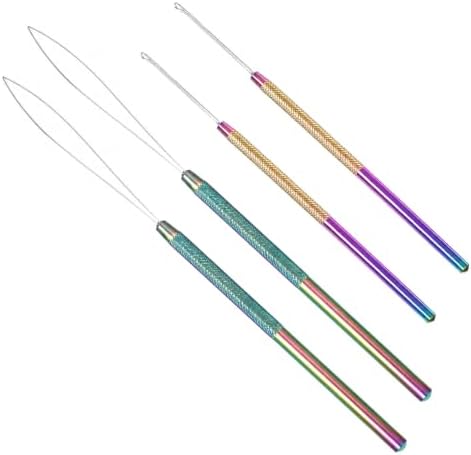 4 Pcs Hair Extension Loop Tool Needle Threader Micro Links Hair Kit by Unknown