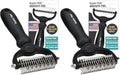 Maxpower Planet Hair Brush - Double Sided Shedding, Dematting Undercoat Rake for Dogs and Cats, Extra Wide Dog Grooming Brush, Reduce Shedding by 95%, Black (Pack of 2) by MaxpowerPlanet